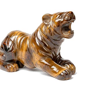 Tiger’s Eye Tiger Carving • Hand‑Finished Gemstone Figurine • Spirit Animal Totem image 1