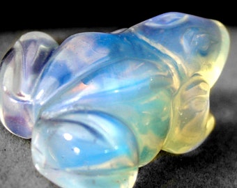 1.5" Blau Opalit Frosch Kristall Edelstein Handgeschnitzte Figur 7558