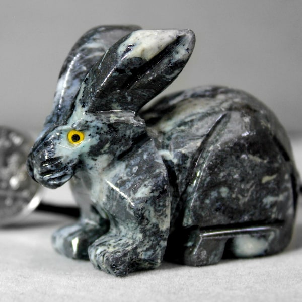 Bunny Rabbit Totem Spirit Animal Soapstone Figurine Carving Hand Carved 7476