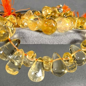 Natural Citrine 12mm 7mm Teardrop Merchants Prosperity Gemstone Rock Crystal Beads 14 Strand 6805 image 1