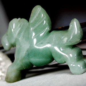 Flying Pegasus Green Aventurine Spirit Animal Fetish Stone Figurine 8648