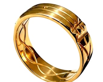 Atlantis-ring • 14k gouden 925 sterlingzilveren band • Uniseks talismanring
