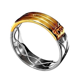 Anillo Atlantis / Anillo bicolor de oro de 14k y plata de ley 925 / Talismán geométrico unisex