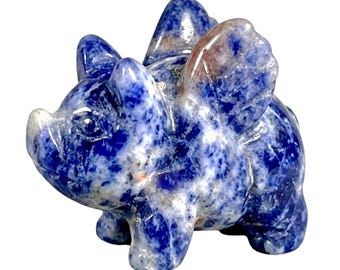 Sodalite Winged Flying Pig Stone Figurine • Hand‑Finished Gemstone Totem • SKU 7759