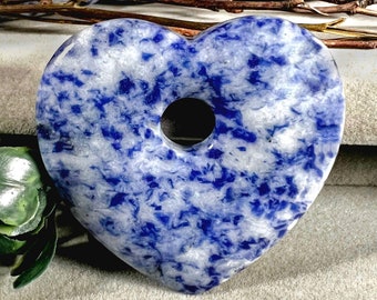 Sodalite Stone Focal Bead, 44mm, Sodalite Heart Bead 6808