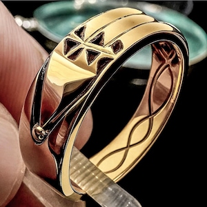 Atlantis Ring 14k Gold Sterling Silver Band Talisman Egyptian Amulet