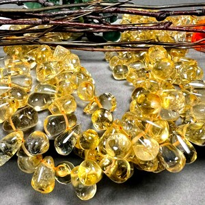 Natural Citrine 12mm 7mm Teardrop Merchants Prosperity Gemstone Rock Crystal Beads 14 Strand 6805 image 2