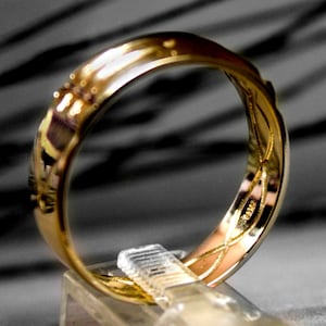 Pierścień Atlantydy Solidny 14-karatowy Złoty Talizman Egipski Amulet Ochronny Wykonany Ręcznie Na Zamówienie