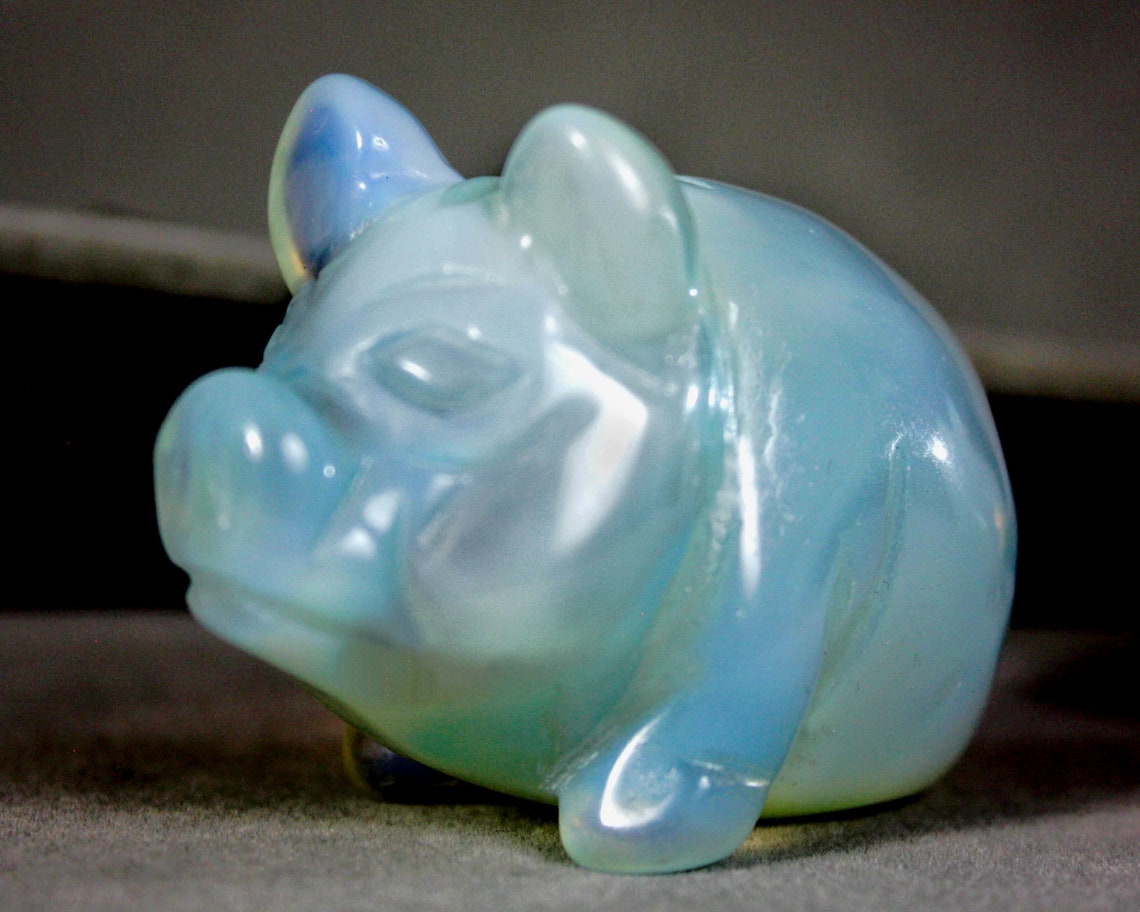 Jumbo Opalite Pot Bellied Good Luck Pig Totem Fetish Figurine E