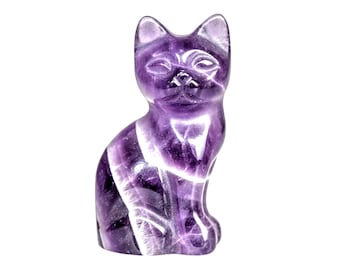 Amethyst Cat Carving • Hand‑Finished Gemstone Figurine • Feline Totem • SKU 9212