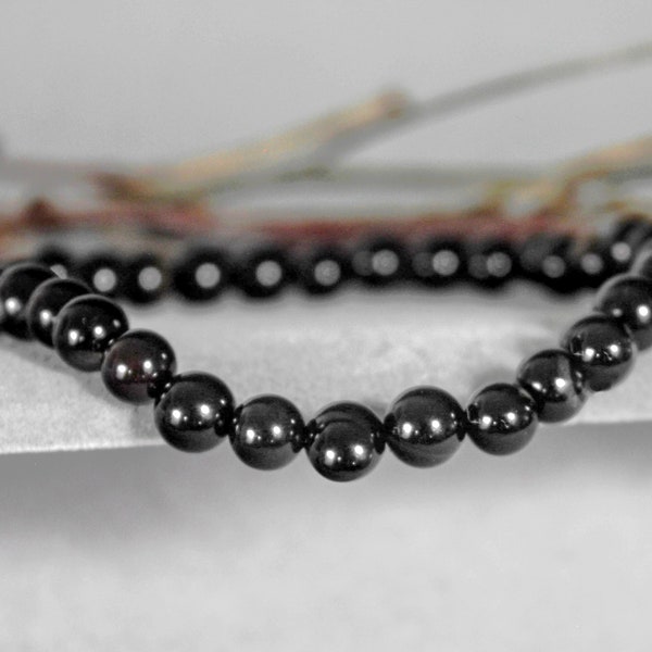 Black Obsidian 6mm Round Bead Stretch Bracelet 7760