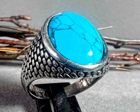 Antique-Inspired Textured Silver Statement Ring w… - image 1