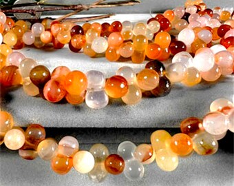 Carnelian Round 5.5mm Barbell Twin Beads 16" Strand 6806