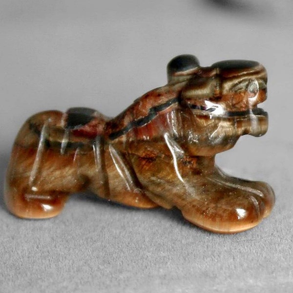 Tiger Spirit Animal Totem Tiger's Eye Stone Figurine Fetish Bead 7116