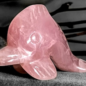 Rose Quartz Dolphin Spirit Animal Totem Stone Figurine 7161
