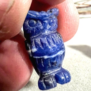 Sodalite Owl Totem Spirit Animal Stone Figurine Fetish Bead 7196