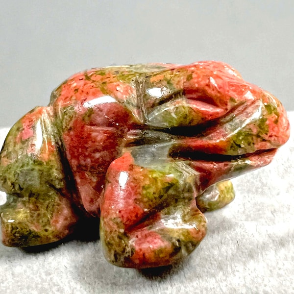 Unakite Frog Toad Totem Fetish Good Luck Hand Carved Stone Figurine 9331