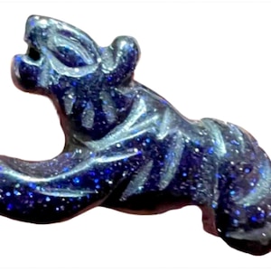 Tiger Blue Goldstone Stone Figurine 7145