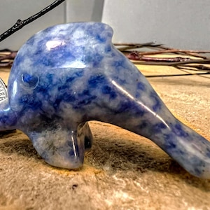 Sodalite Dolphin Stone Carved Figurine 7011