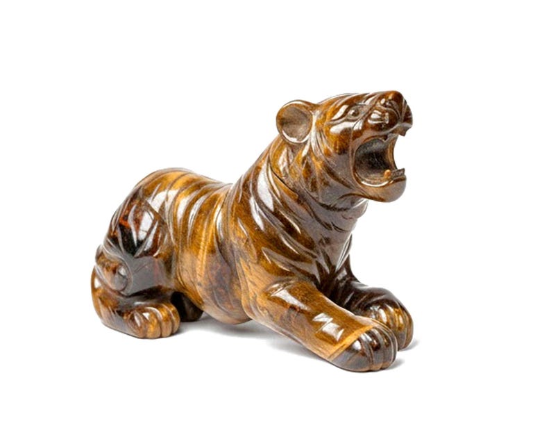 Tiger’s Eye Tiger Carving • Hand‑Finished Gemstone Figurine • Spirit Animal Totem image 1