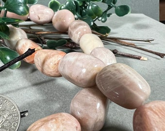 Natural Pink Moonstone Sunstone Oval Beads 15" Strand 6812