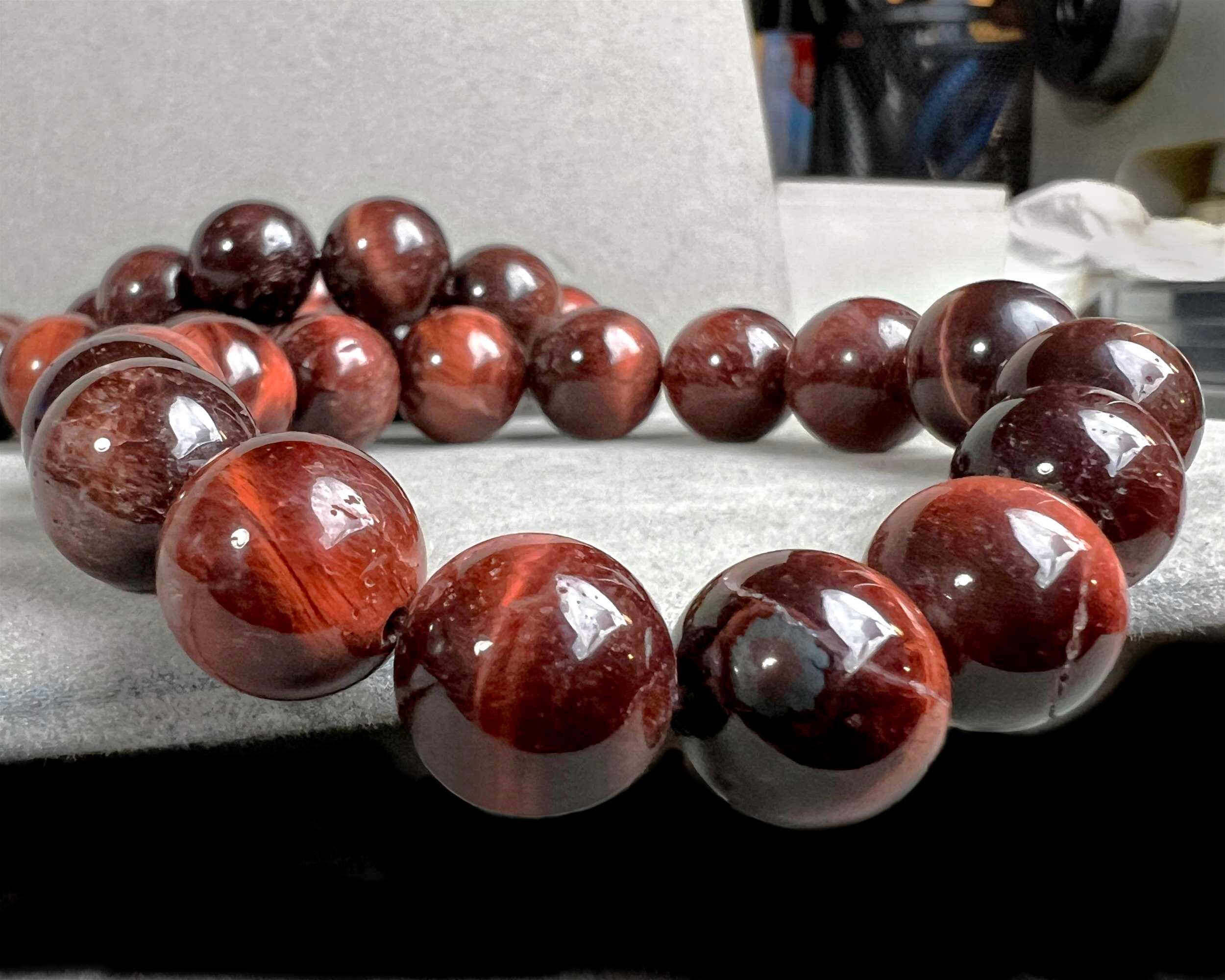 【おまけ付】 Red Tiger Etsy - 6992 Bracelet Stretch Stone 12mm Round Eye その他