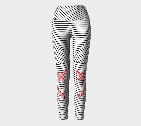 black and white striped workout pants
