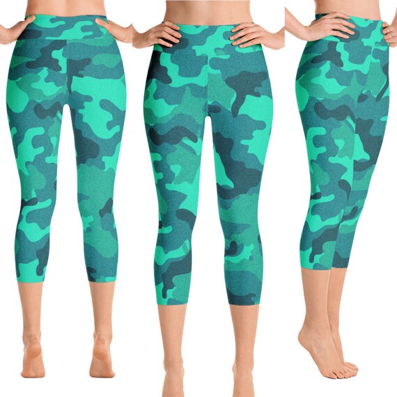 blue camo workout leggings