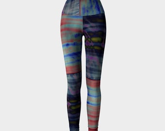 CROSSFIT Hippie: Yoga Workout Pants Leggings High Rise Fold Down Patchwork Hippie Tie Dye Blue Red Green Multi Seahawks