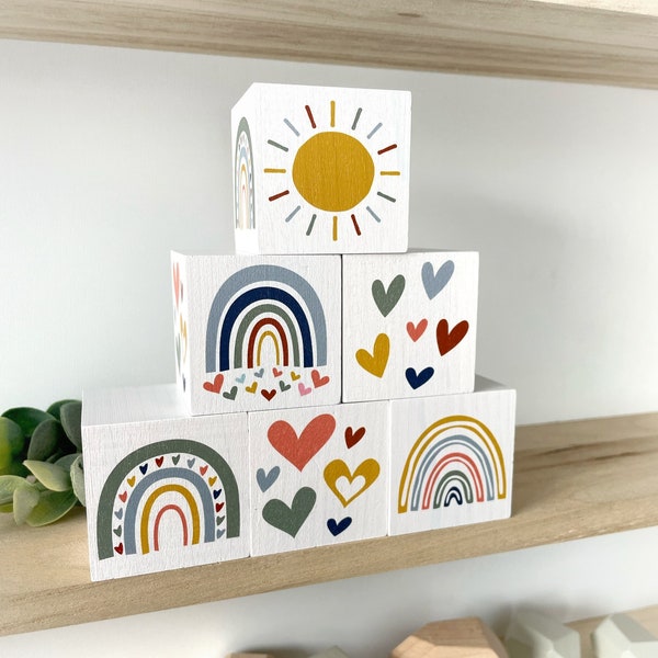 Rainbow Nursery Decor -  Bold Vibrant Boho Nursery - Heart Baby Shower Gift