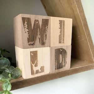 Woodland Nursery Decor Blocks -WILD