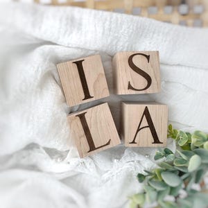 Custom Name Wooden Blocks for Baby Handmade Personalized Blocks on Solid Wood Montessori Wooden Toy & Nursery Decor Handmade in US Baby Gift