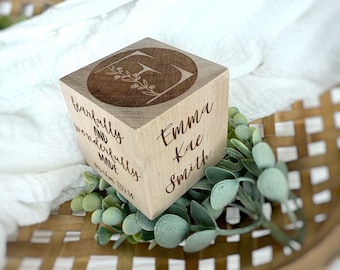 Personalized Gift for Baptism, Girl Baptism Gift,  Baby Keepsake Gift Wood Block Custom Religious Christening, Baby Dedication Gift Cross