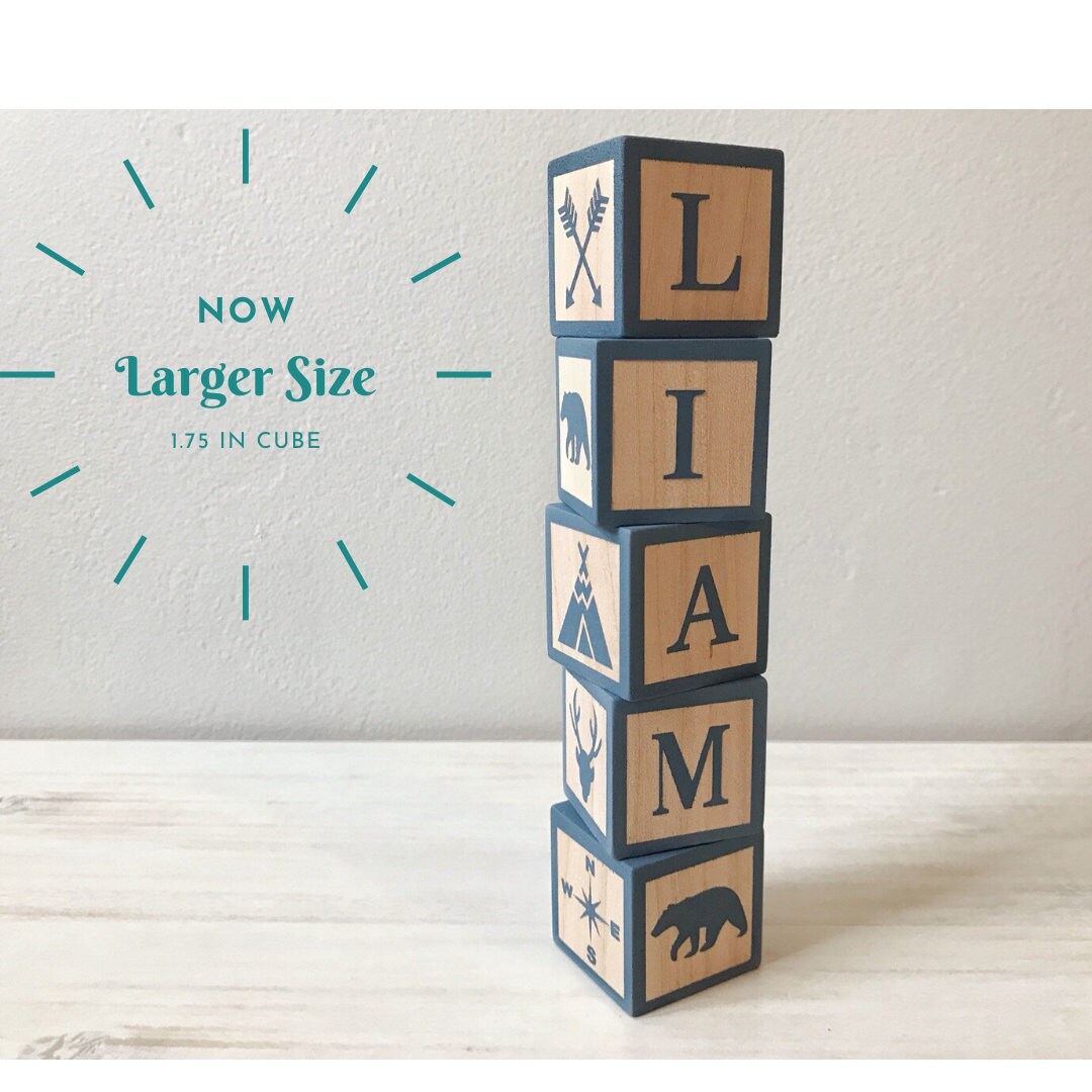 Personalized Baby Gift Block Set - Woodland Themed Nursery