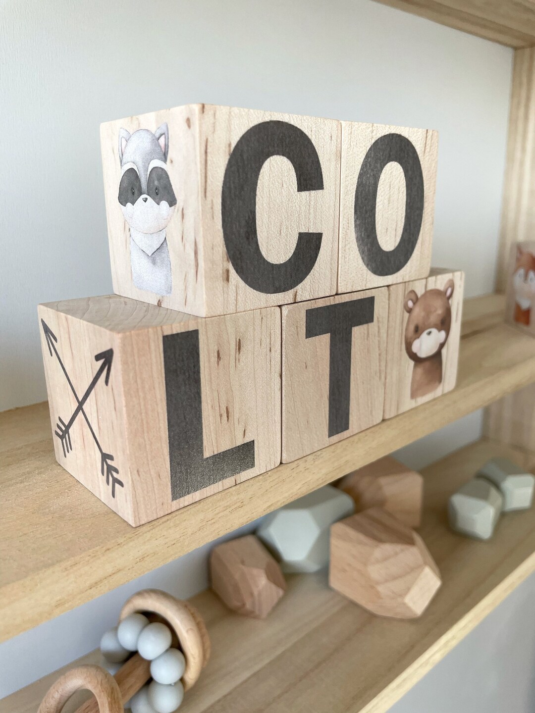 Personalized Baby Gift Block Set - Woodland Themed Nursery - Baby Name ...