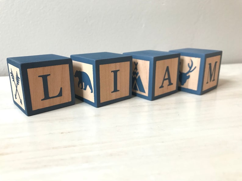 Personalized Baby Gift Block Set Woodland Themed Nursery image 3