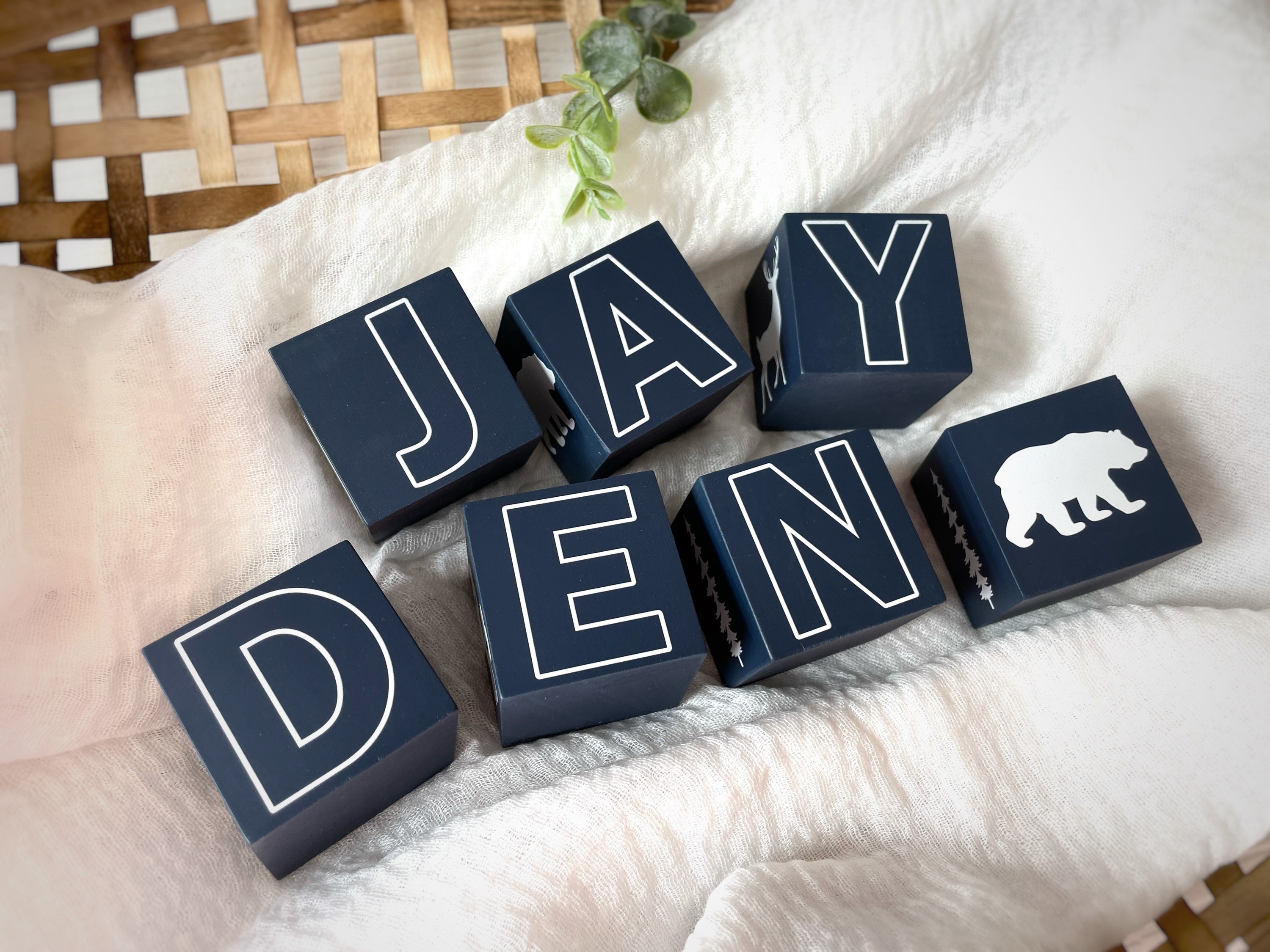 Personalized Baby Gift Block Set Woodland Themed Nursery - Etsy