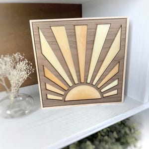 Boho Sun Wall Art, Minimalist Wall Art, Wood Wall Art, Sun Decor, Above Bed Decor, Boho Wall Art, Sunshine Wall Art, Beach Decor, Sunrise