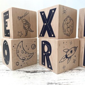 Space Theme Nursery Décor - 'Explore' with Moon, Stars, Astronaut, Galaxy Designs image 4