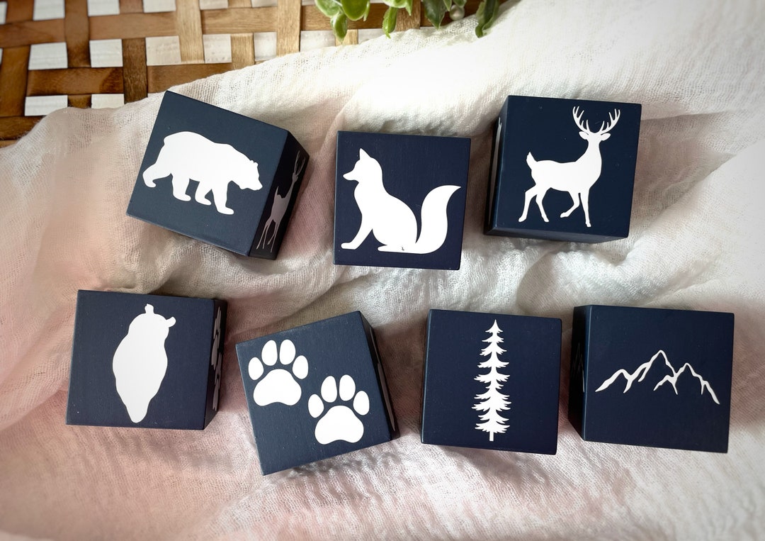 Personalized Baby Gift Block Set - Woodland Themed Nursery - Etsy