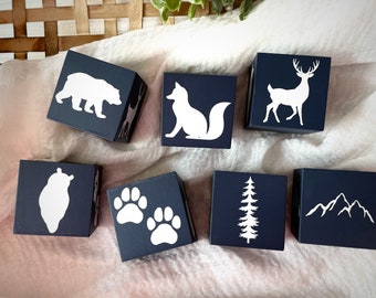Personalized Baby Gift Block Set - Woodland Themed Nursery