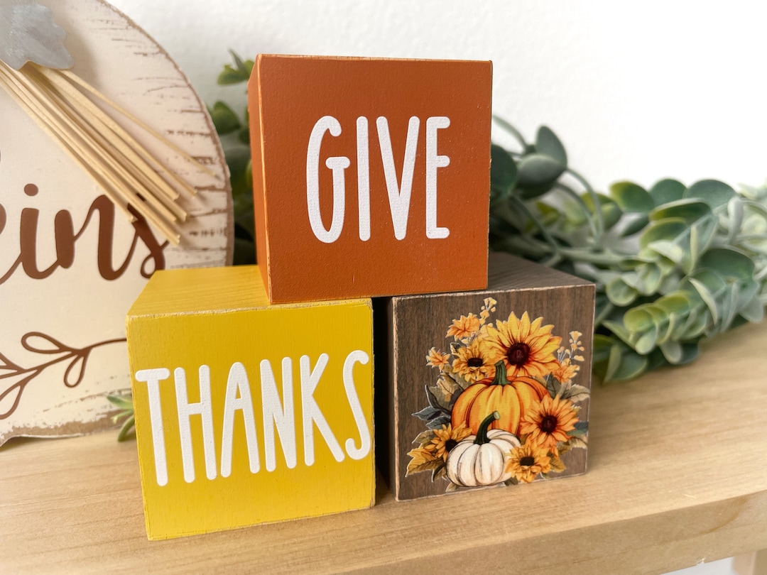 Fall Tiered Tray Decor - Rustic Farmhouse Thanksgiving Wooden Blocks ...