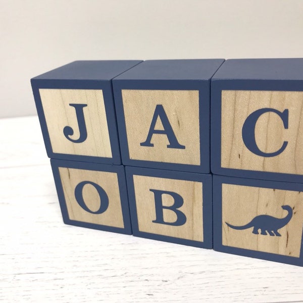 Personalized Baby Gift Block Set - Dinosaur Themed Nursery