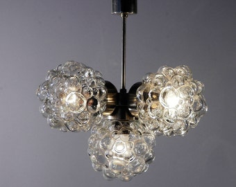 wonderful Mid-Century Modernist Bubble Crystal glass chandelier by Lustry 1960s