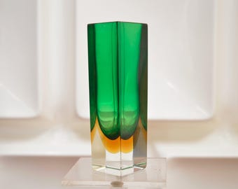 Glass Vase / Vintage / Flavio Poli / Murano Glass / Sommerso / Mid-Century Glass Art / Made in Italy