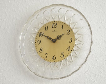 Wonderful JUNGHANS Clock / Glass / Gold / 60s / Midcentury Design