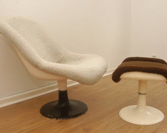 Rarely 60's armchair lounge chair Mid Century cocktail armchair fur upholstery plastic lounge armchair