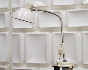 Vintage Reif Dresden / Clamp Lamp / White Bakelite / Metal / Bauhaus / Table Lamp / Mid-Century