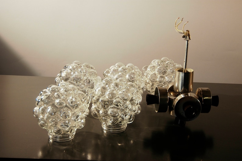 wonderful Mid-Century Modernist Bubble Crystal glass chandelier by Lustry 1960s image 10