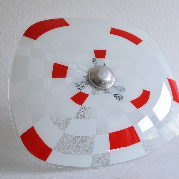 Breathtaking Ceiling lamp / 3flame / red white black lamp / Design Metall Glass 60s Space Age 60s pendant